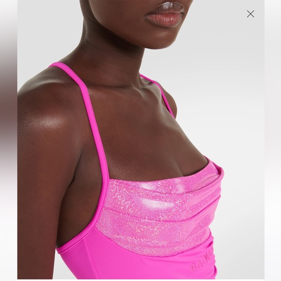 BALMAIN**Stunning Iridiscent Fuscia Pink Thong One-Piece Swimsuit**F36 US 4 $789 - Picture 4 of 6